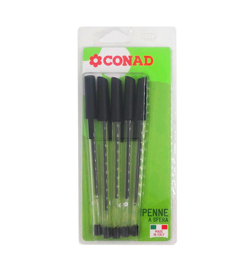 Penna a Sfera Nera Conad 5 Pezzi