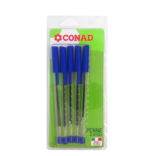 Penna a Sfera Blu Conad 5 Pezzi