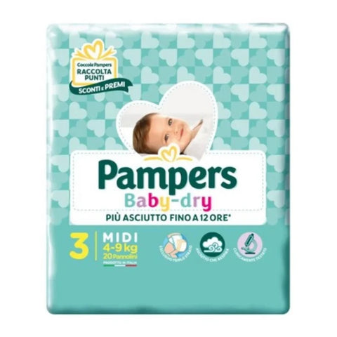 Pannolini Pampers baby dry3 Midi 4-9Kg 20 pezzi