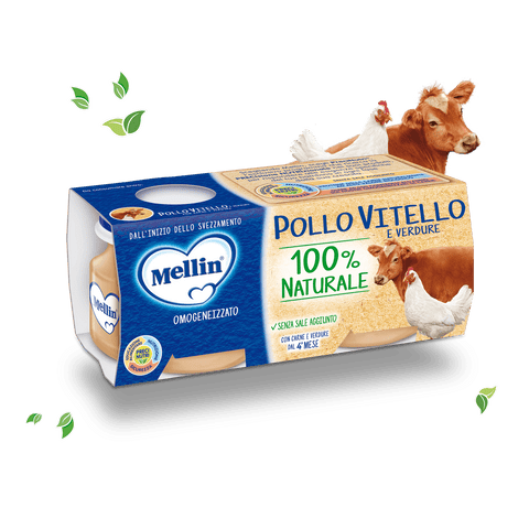 Omogeneizzato pollo, vitello e verdure Mellin 80gr X2