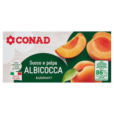 Succo E Polpa Albicocca Conad 200 Ml X3