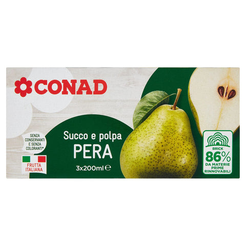 Succo E Polpa Pera Conad 200 Ml X3