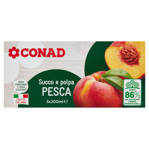 Succo E Polpa Pesca Conad 200 Ml X3