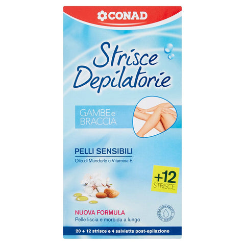 Strisce Depilatorie Conad Pelli Sensibili 20 Pz + 12