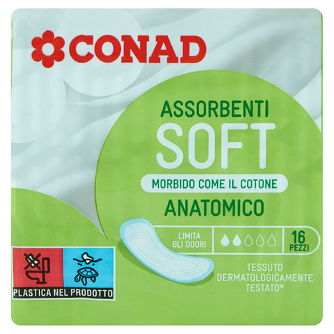 Assorbenti soft anatomico Conad ripiegato x16