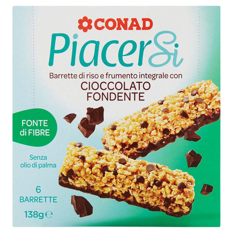 Barrette di riso e frumento cioccolato fondente Conad x6
