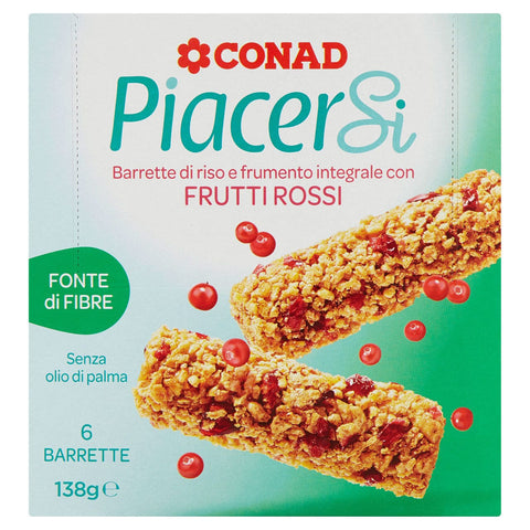 Barrette di riso e frumento, frutti rossi Conad x6