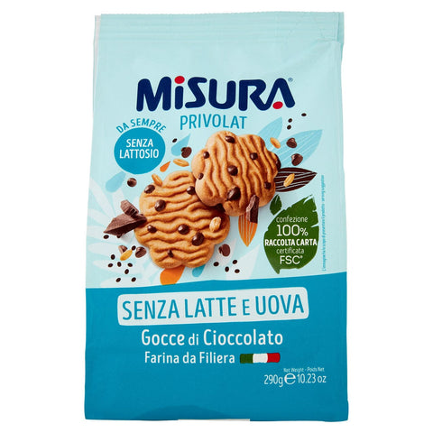 Biscotti Privolat con gocce di cioccolato senza lattosio Misura 290gr