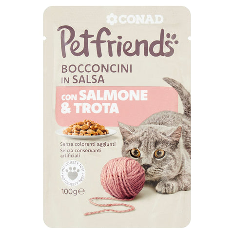 Bocconcini per gatto con salmone e trota Conad 100gr