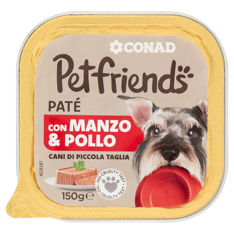 Patè per cane con manzo e pollo Conad 150 g