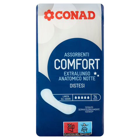 Assorbenti Conad comfort notte XL distesi 14 pezzi