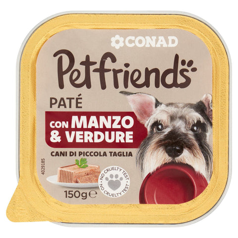 Patè per cane con manzo e verdure Conad 150 gr