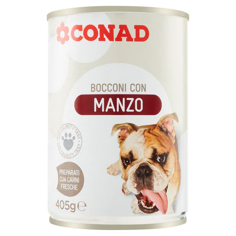 Bocconi al manzo per cane Conad 405gr