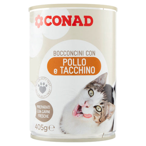 Bocconcini Gatto con pollo e tacchino Conad 405gr