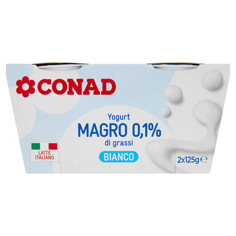 CONAD Yogurt Magro 0,1% di grassi Bianco 2x125 GR