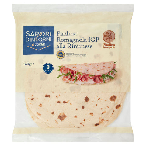 CONAD SAPORI E DINTORNI Piadina IGP alla Riminese 3 piadine 360 GR