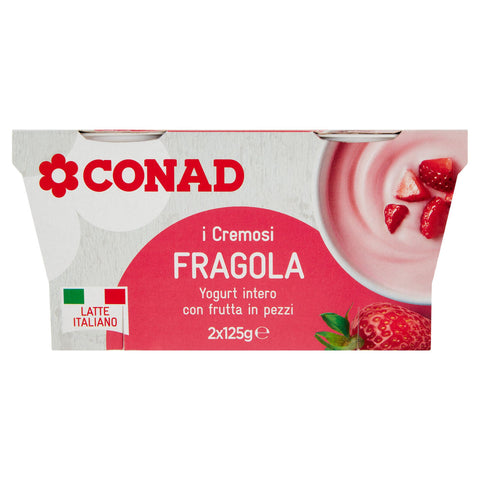 CONAD i Cremosi Yogurt intero con frutta in pezzi Fragola 2x125 GR