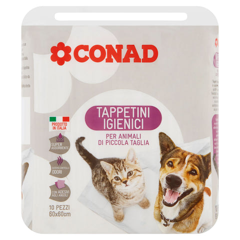 Tappetini Igienici per Animali di Piccola Taglia 60x60cm 10 pz Conad