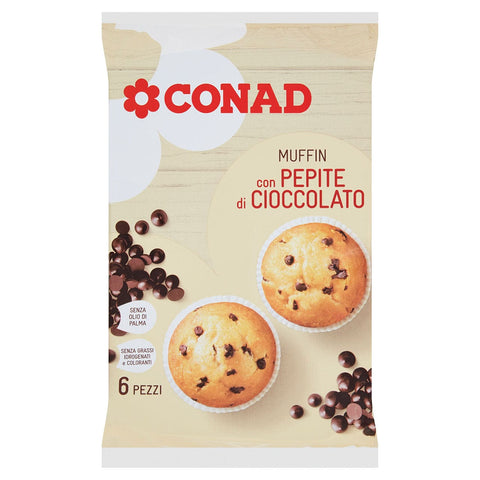 Muffin con gocce di cioccolato Conad 6 pezzi 252gr