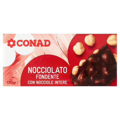 Tavoletta Cioccolato Fondente/Nocciole Intere Conad 130gr