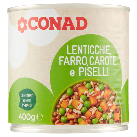 Contorno subito pronto con lenticchie-farro-carote e piselli Conad 400gr