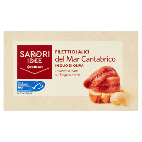 Sapori e idee Filetti di Alici del Mar Cantabrico in Olio di Oliva 80GR